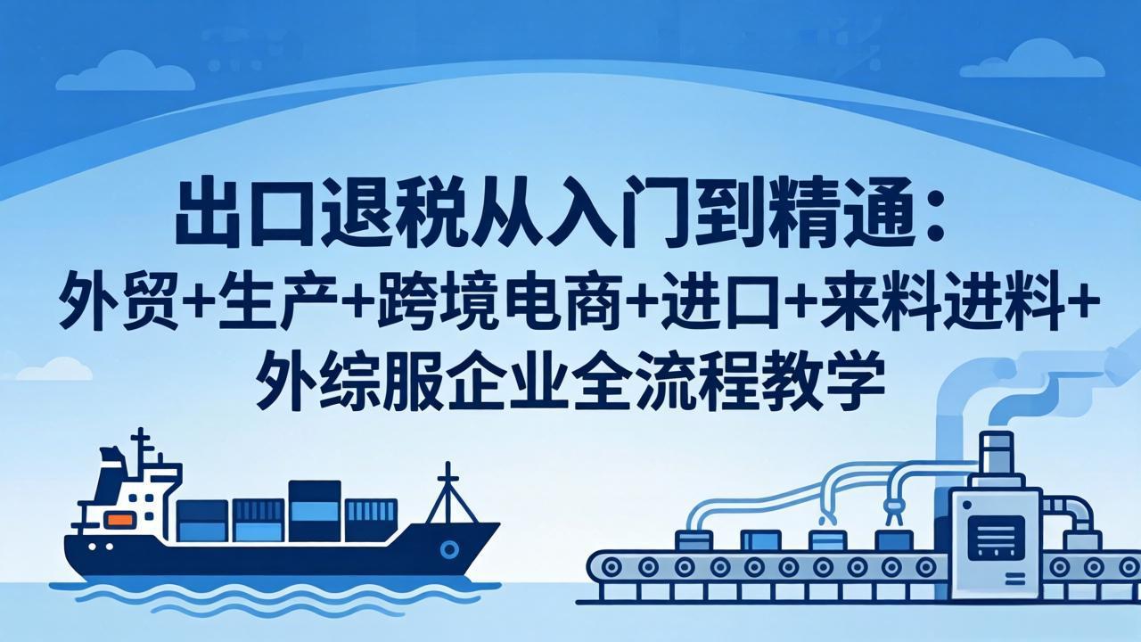 出口退税从入门到精通：外贸+生产+跨境电商+进口+来料进料+外综服企业全流程教学-保成圈-山云人力,分享创业咨询_最新网络项目资源