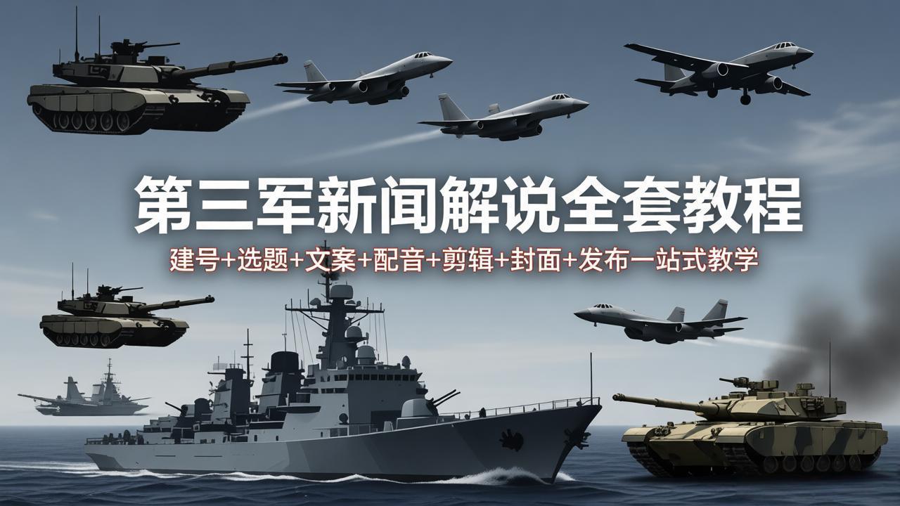 第三军迷新闻解说全套教程：建号+选题+文案+配音+剪辑+封面+发布一站式教学-保成圈-山云人力,分享创业咨询_最新网络项目资源