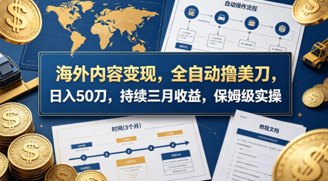 海外内容变现，全自动撸美刀，日入50刀，持续三月收益，保姆级实操【揭秘】-保成圈-山云人力,分享创业咨询_最新网络项目资源