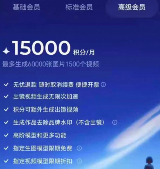 撸即梦积分技术，499充值得15000积分技术，效果自测，不保证百分百