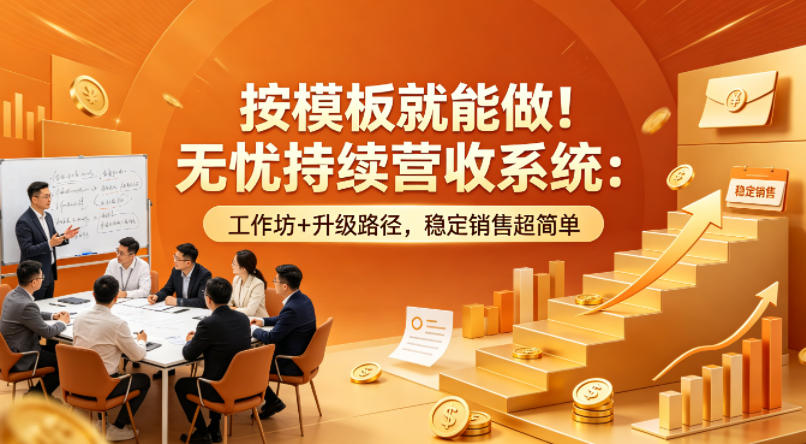 按模板就能做！无忧持续营收系统：工作坊+升级路径，稳定销售超简单【原创双语字幕】-保成圈-山云人力,分享创业咨询_最新网络项目资源