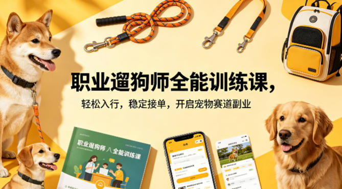 职业遛狗师全能训练课，轻松入行，稳定接单，开启宠物赛道副业-保成圈-山云人力,分享创业咨询_最新网络项目资源