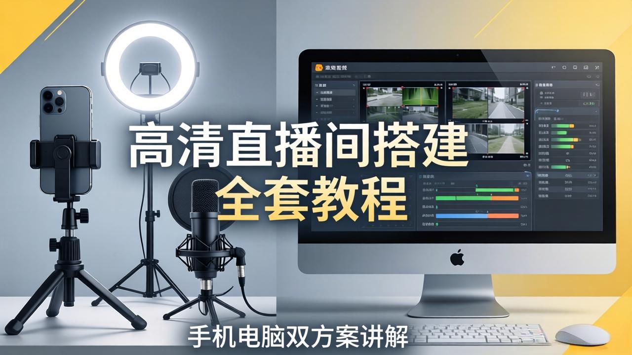 高清直播间搭建全套教程，手机电脑双方案讲解，设备选型调试多机位实操教学-保成圈-山云人力,分享创业咨询_最新网络项目资源