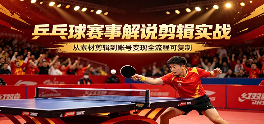 乒乓球赛事解说剪辑实战，从素材剪辑到账号变现全流程可复制-保成圈-山云人力,分享创业咨询_最新网络项目资源