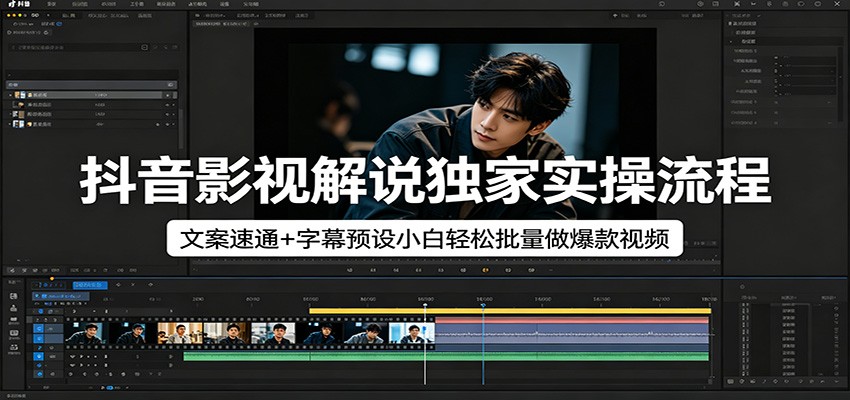 抖音影视解说独家实操流程，文案速通+字幕预设小白轻松批量做爆款视频-保成圈-山云人力,分享创业咨询_最新网络项目资源