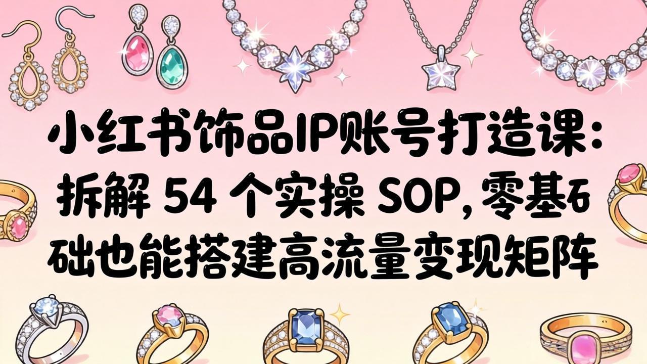 小红书饰品IP账号打造课：拆解 54 个实操 SOP，零基础也能搭建高流量变现矩阵-保成圈-山云人力,分享创业咨询_最新网络项目资源