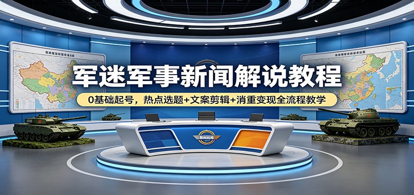 军迷军事新闻解说教程：0基础起号，热点选题+文案剪辑+消重变现全流程教学-保成圈-山云人力,分享创业咨询_最新网络项目资源