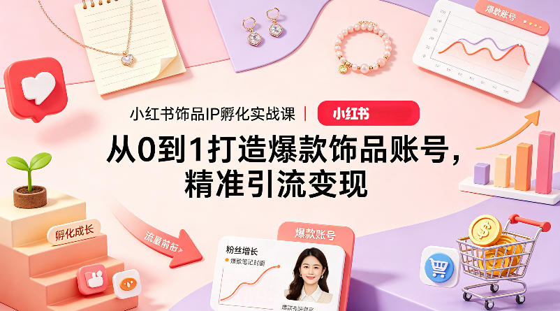 小红书饰品IP孵化实战课｜从0到1打造爆款饰品账号，精准引流变现-保成圈-山云人力,分享创业咨询_最新网络项目资源