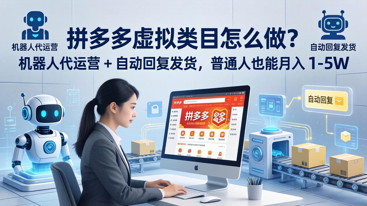 拼多多虚拟类目怎么做？机器人代运营 + 自动回复发货，普通人也能月入 1-5W-保成圈-山云人力,分享创业咨询_最新网络项目资源