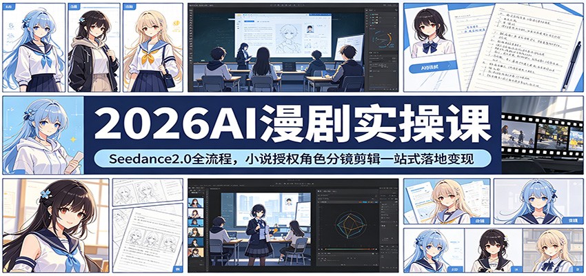 2026AI漫剧实操课：Seedance2.0全流程，小说授权角色分镜剪辑一站式落地变现-保成圈-山云人力,分享创业咨询_最新网络项目资源
