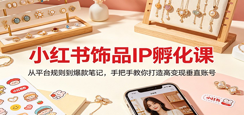 小红书饰品IP孵化课：从平台规则到爆款笔记，手把手教你打造高变现垂直账号-保成圈-山云人力,分享创业咨询_最新网络项目资源