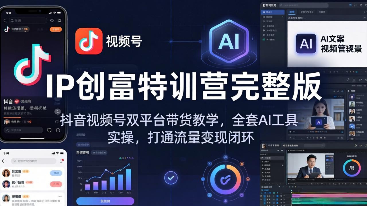 IP创富特训营完整版：抖音视频号双平台带货教学，全套AI工具实操，打通流量变现闭环-保成圈-山云人力,分享创业咨询_最新网络项目资源
