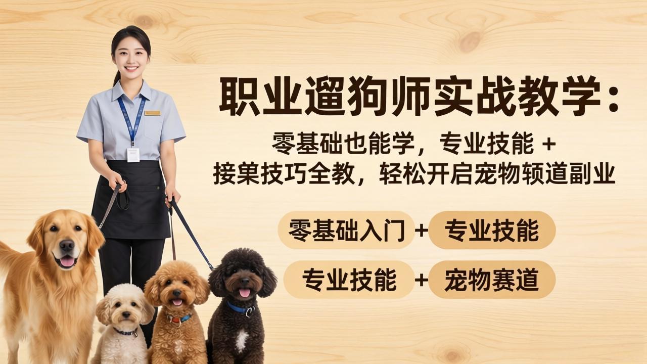 职业遛狗师实战教学：零基础也能学，专业技能 + 接单技巧全教，轻松开启宠物赛道副业-保成圈-山云人力,分享创业咨询_最新网络项目资源