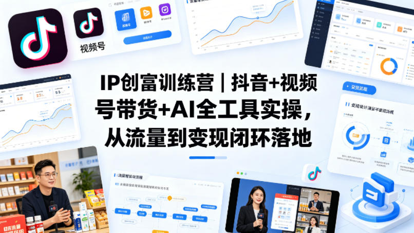IP创富训练营｜抖音+视频号带货+AI全工具实操，从流量到变现闭环落地-保成圈-山云人力,分享创业咨询_最新网络项目资源