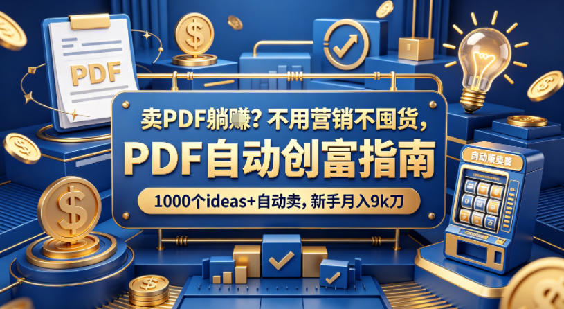 卖PDF躺賺？不用营销不囤货，PDF自动创富指南，1000个ideas+自动卖，新手月入9k刀【原创双语字幕】-保成圈-山云人力,分享创业咨询_最新网络项目资源