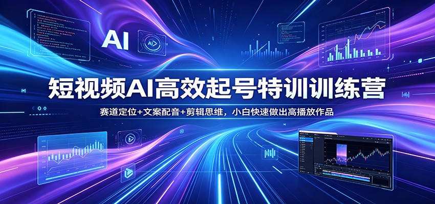 短视频AI高效起号特训训练营：赛道定位+文案配音+剪辑思维，小白快速做出高播放作品-保成圈-山云人力,分享创业咨询_最新网络项目资源