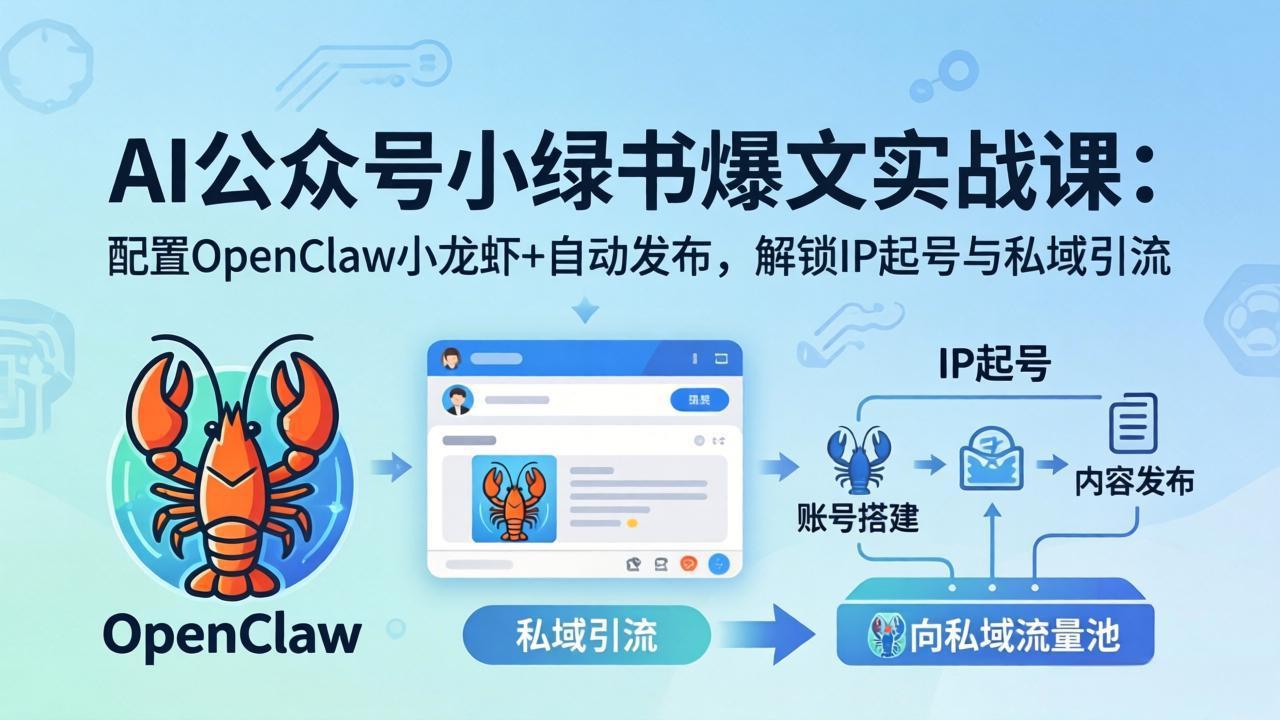 AI公众号小绿书变现实战课：小绿书爆文写作+OpenClaw自动发布，解锁IP起号与私域引流-保成圈-山云人力,分享创业咨询_最新网络项目资源