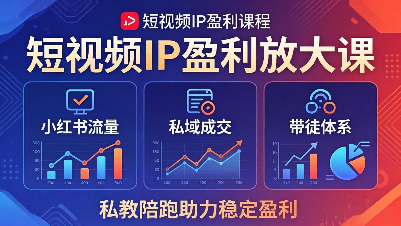 短视频IP盈利放大课：小红书流量+私域成交+带徒体系，私教陪跑助力稳定盈利-保成圈-山云人力,分享创业咨询_最新网络项目资源