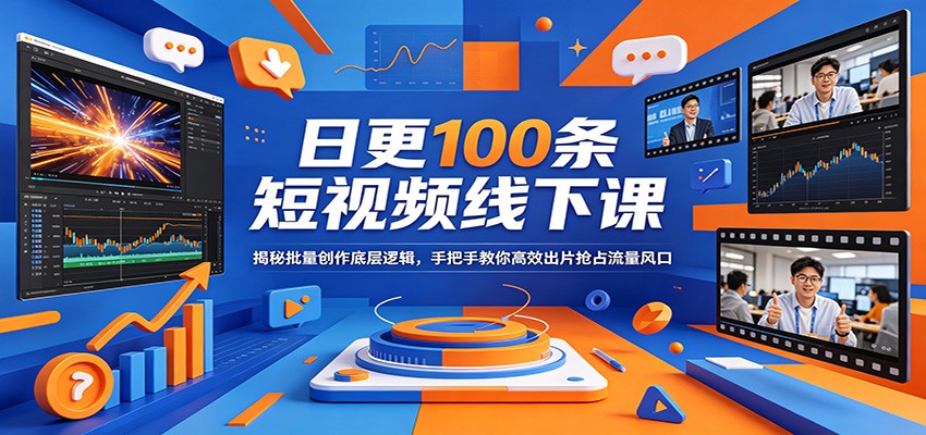 日更100条短视频线下课：揭秘批量创作底层逻辑，手把手教你高效出片抢占流量风口-保成圈-山云人力,分享创业咨询_最新网络项目资源