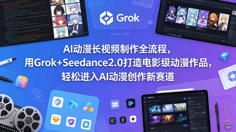 AI动漫长视频制作全流程，用Grok+Seedance2.0打造电影级动漫作品，轻松进入AI动漫创作新赛道-保成圈-山云人力,分享创业咨询_最新网络项目资源