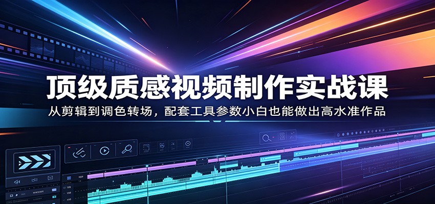 顶级质感视频制作实战课：从剪辑到调色转场，配套工具参数小白也能做出高水准作品-保成圈-山云人力,分享创业咨询_最新网络项目资源