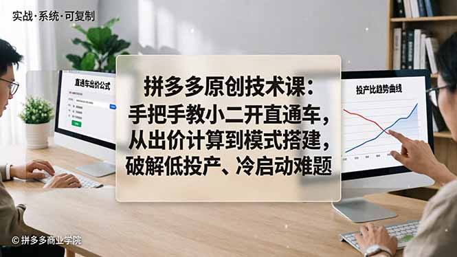 拼多多原创技术课：手把手教小二开直通车，从出价计算到模式搭建，破解低投产、冷启动难题-保成圈-山云人力,分享创业咨询_最新网络项目资源