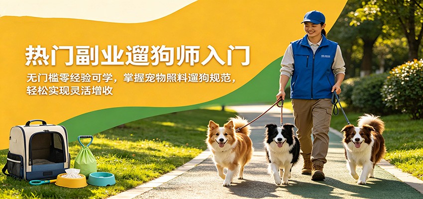 热门副业遛狗师入门，无门槛零经验可学，掌握宠物照料遛狗规范，轻松实现灵活增收-保成圈-山云人力,分享创业咨询_最新网络项目资源