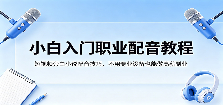 小白入门职业配音教程，短视频旁白小说配音技巧，不用专业设备也能做高薪副业-保成圈-山云人力,分享创业咨询_最新网络项目资源
