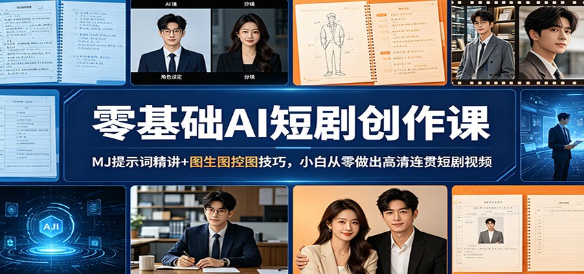 零基础AI短剧创作课：MJ提示词精讲+图生图控图技巧，小白从零做出高清连贯短剧视频-保成圈-山云人力,分享创业咨询_最新网络项目资源