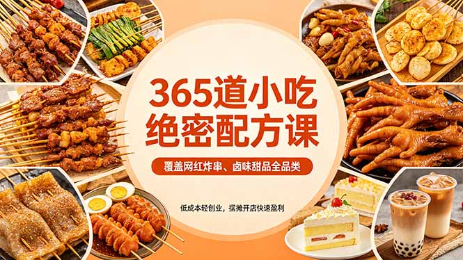 365道小吃绝密配方课：覆盖网红炸串、卤味甜品全品类，低成本轻创业，摆摊开店快速盈利-保成圈-山云人力,分享创业咨询_最新网络项目资源