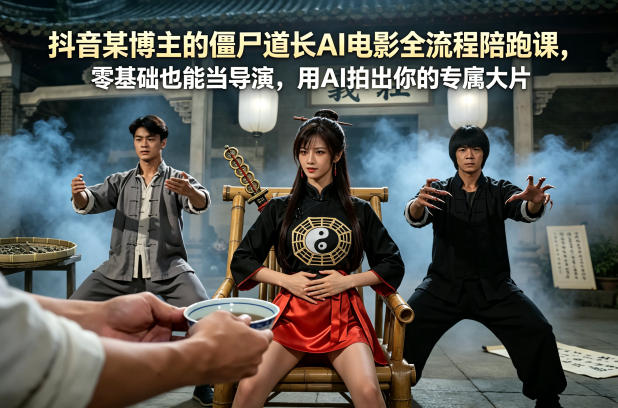 抖音某博主的僵尸道长AI电影全流程陪跑课，零基础也能当导演，用AI拍出你的专属大片-保成圈-山云人力,分享创业咨询_最新网络项目资源