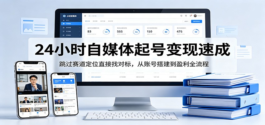 24小时自媒体起号变现速成，跳过赛道定位直接找对标，从账号搭建到盈利全流程-保成圈-山云人力,分享创业咨询_最新网络项目资源