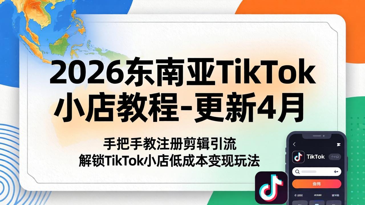 2026东南亚TikTok小店教程-更新4月，手把手教注册剪辑引流，解锁TikTok小店低成本变现玩法-保成圈-山云人力,分享创业咨询_最新网络项目资源