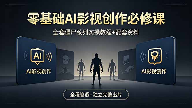 零基础AI影视创作必修课，全套僵尸系列实操教程加配套资料，全程答疑带你独立完整出片-保成圈-山云人力,分享创业咨询_最新网络项目资源