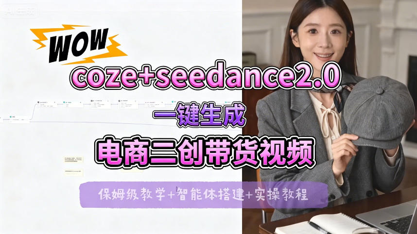 【Coze工作流搭建实操教程】seedance2.0+coze一键生成电商二创带货视频，全流程保姆级教学-保成圈-山云人力,分享创业咨询_最新网络项目资源