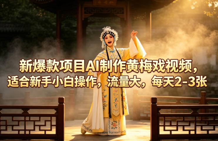 新爆款项目AI制作黄梅戏视频，适合新手小白操作，流量大，每天2-3张-保成圈-山云人力,分享创业咨询_最新网络项目资源