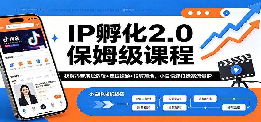 IP孵化2.0保姆级课程：拆解抖音底层逻辑+定位选题+拍剪落地，小白快速打造高流量IP-保成圈-山云人力,分享创业咨询_最新网络项目资源