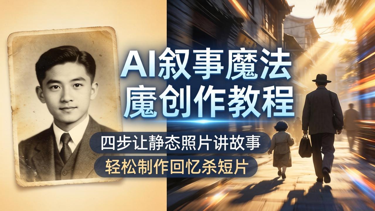 AI叙事魔法创作教程，四步让静态照片讲故事，老照片修复加动态特效，轻松制作回忆杀短片-保成圈-山云人力,分享创业咨询_最新网络项目资源