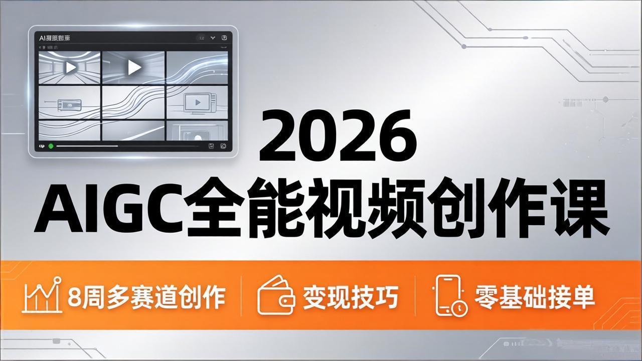 2026AIGC全能视频创作课，8周吃透多赛道创作+变现，零基础也能高效出片接单-保成圈-山云人力,分享创业咨询_最新网络项目资源
