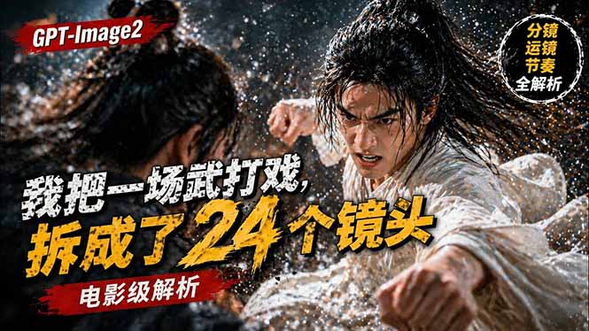 用GPT-Image2，把一段武打对决拆成24个连续镜头，从人物建立、动作衔接、运镜节奏，到情绪爆发-保成圈-山云人力,分享创业咨询_最新网络项目资源