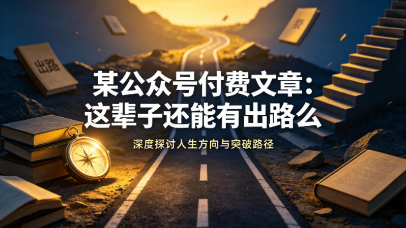 某公众号付费文章：这辈子还能有出路么-保成圈-山云人力,分享创业咨询_最新网络项目资源