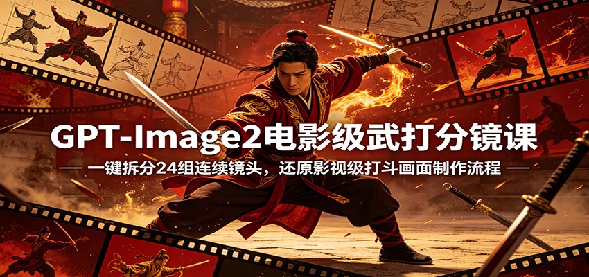 GPT-Image2电影级武打分镜课：一键拆分24组连续镜头，还原影视级打斗画面制作流程-保成圈-山云人力,分享创业咨询_最新网络项目资源
