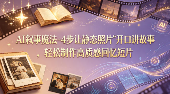 AI叙事魔法-4步让静态照片“开口讲故事”，轻松制作高质感回忆短片-保成圈-山云人力,分享创业咨询_最新网络项目资源