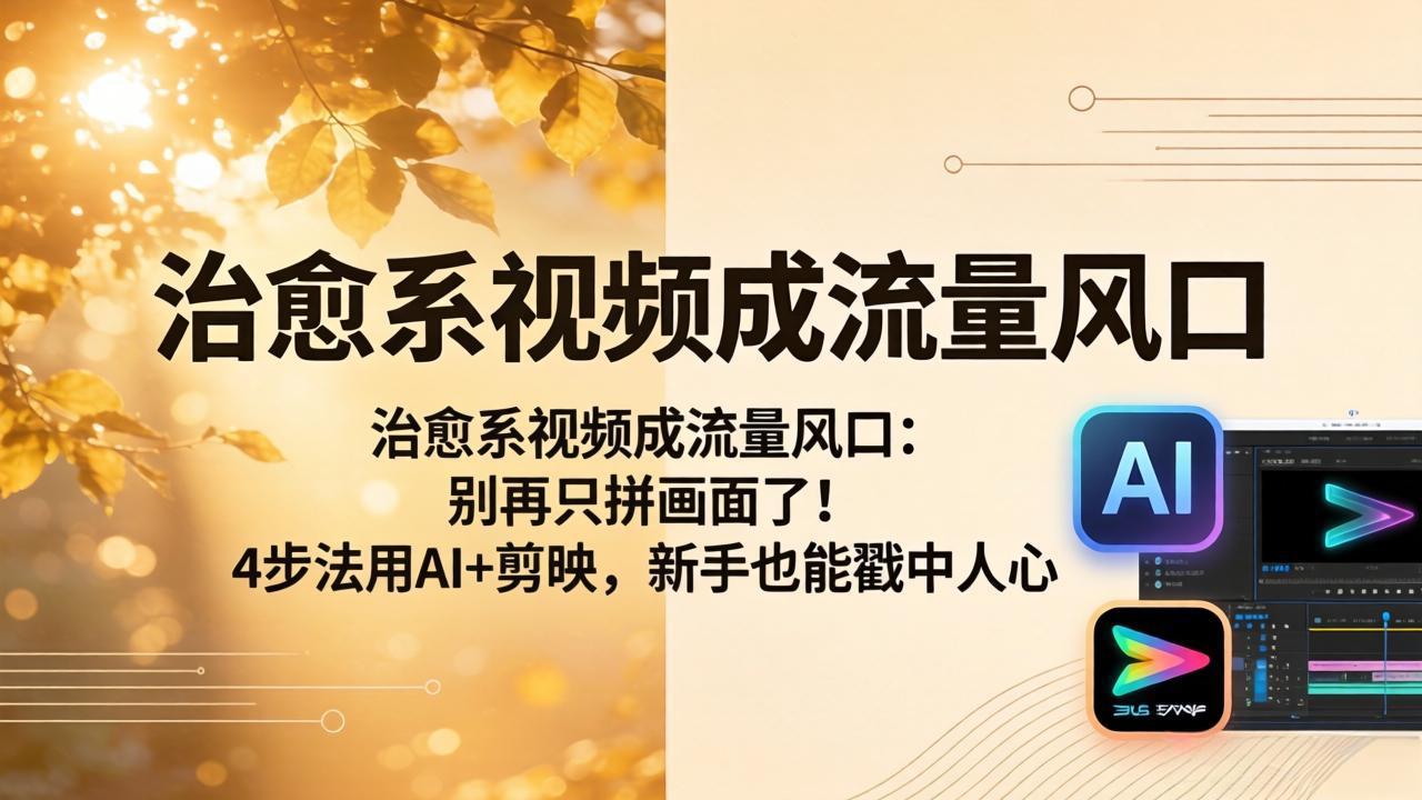 治愈系视频成流量风口：别再只拼画面了！4步法用AI+剪映，新手也能戳中人心-保成圈-山云人力,分享创业咨询_最新网络项目资源