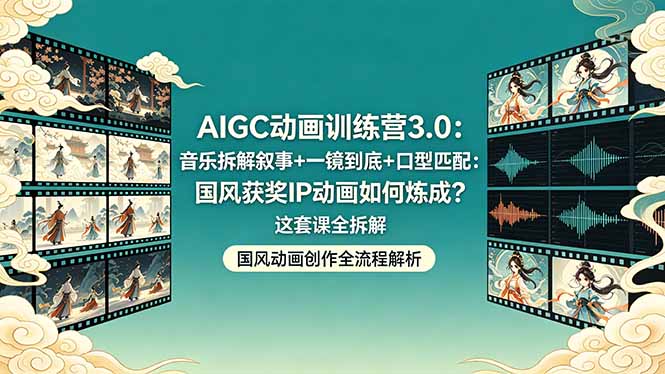 AIGC动画训练营3.0：音乐拆解叙事+一镜到底+口型匹配：国风获奖IP动画如何炼成？这套课全拆解-保成圈-山云人力,分享创业咨询_最新网络项目资源