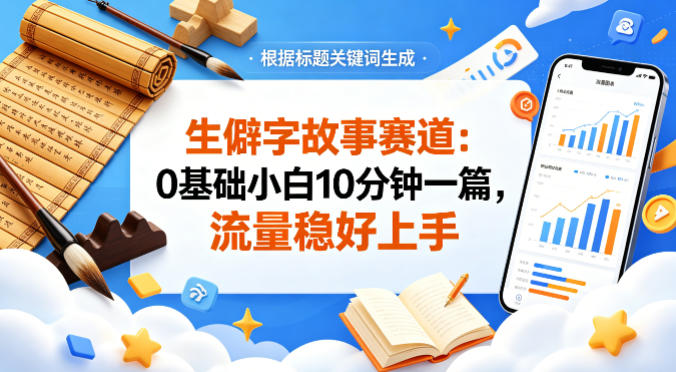 公众号流量主——生僻字故事赛道，流量稳，好上手，0基础小白也能10分钟一篇-保成圈-山云人力,分享创业咨询_最新网络项目资源