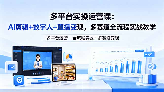 某团队多平台实操运营课-更新26年4月29：AI剪辑+数字人+直播变现，多赛道全流程实战教学-保成圈-山云人力,分享创业咨询_最新网络项目资源