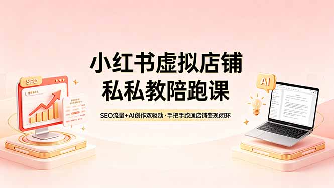 小红书虚拟店铺私教陪跑课，SEO流量+AI创作双驱动，手把手跑通店铺变现闭环-保成圈-山云人力,分享创业咨询_最新网络项目资源