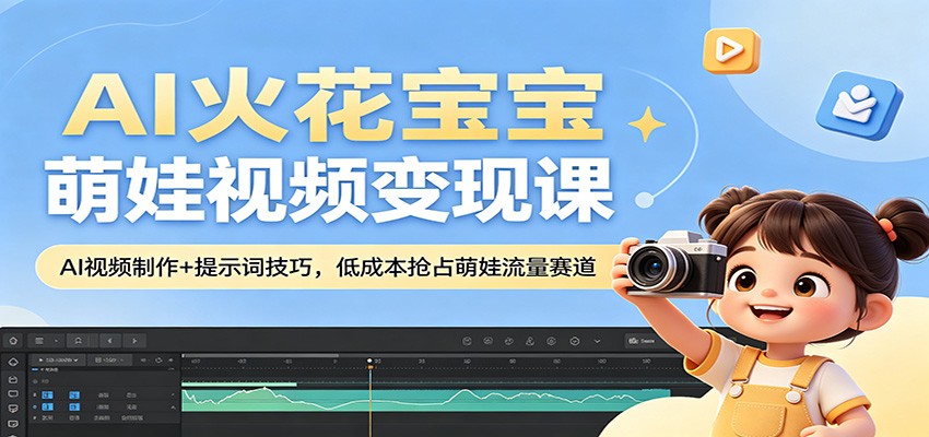 AI火花宝宝萌娃视频变现课：AI视频制作+提示词技巧，低成本抢占萌娃流量赛道-保成圈-山云人力,分享创业咨询_最新网络项目资源