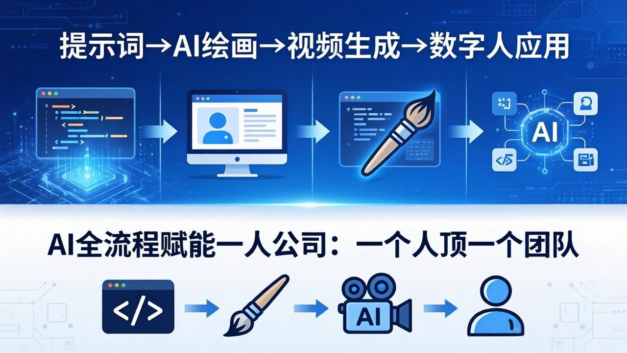 AI全流程赋能一人公司：提示词、绘画、视频、数字人、编程，一个人顶一个团队-保成圈-山云人力,分享创业咨询_最新网络项目资源
